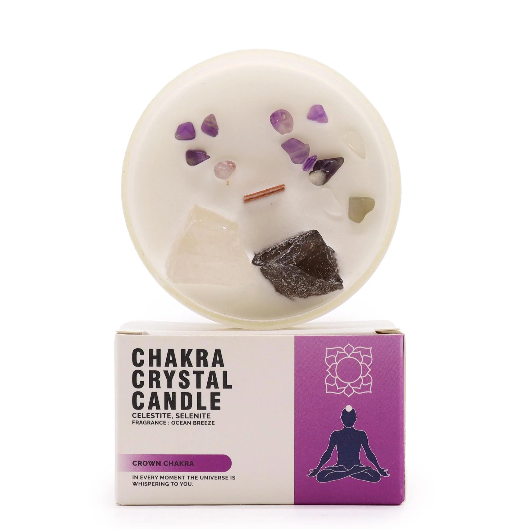 Ancient Wisdom Chakra Gemstone Candles: Radiate Energy, Enhance Meditation, and Align Your Chakras with This Thoughtful Gift (Crown Chakra)