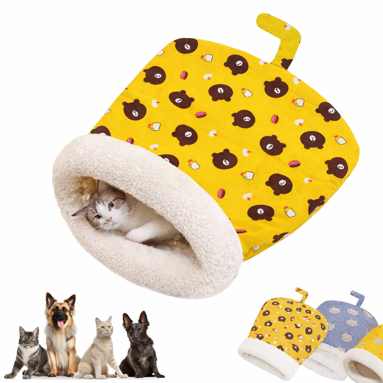 Cature Cat Sleeping Bag Bed for Indoor Cats | Self-Warming 360° Wrap Cat Cave | Cozy Plush Pet Bed | Washable Soft Cat House | 23 x 17.7 x 9.8 Inches-image-48
