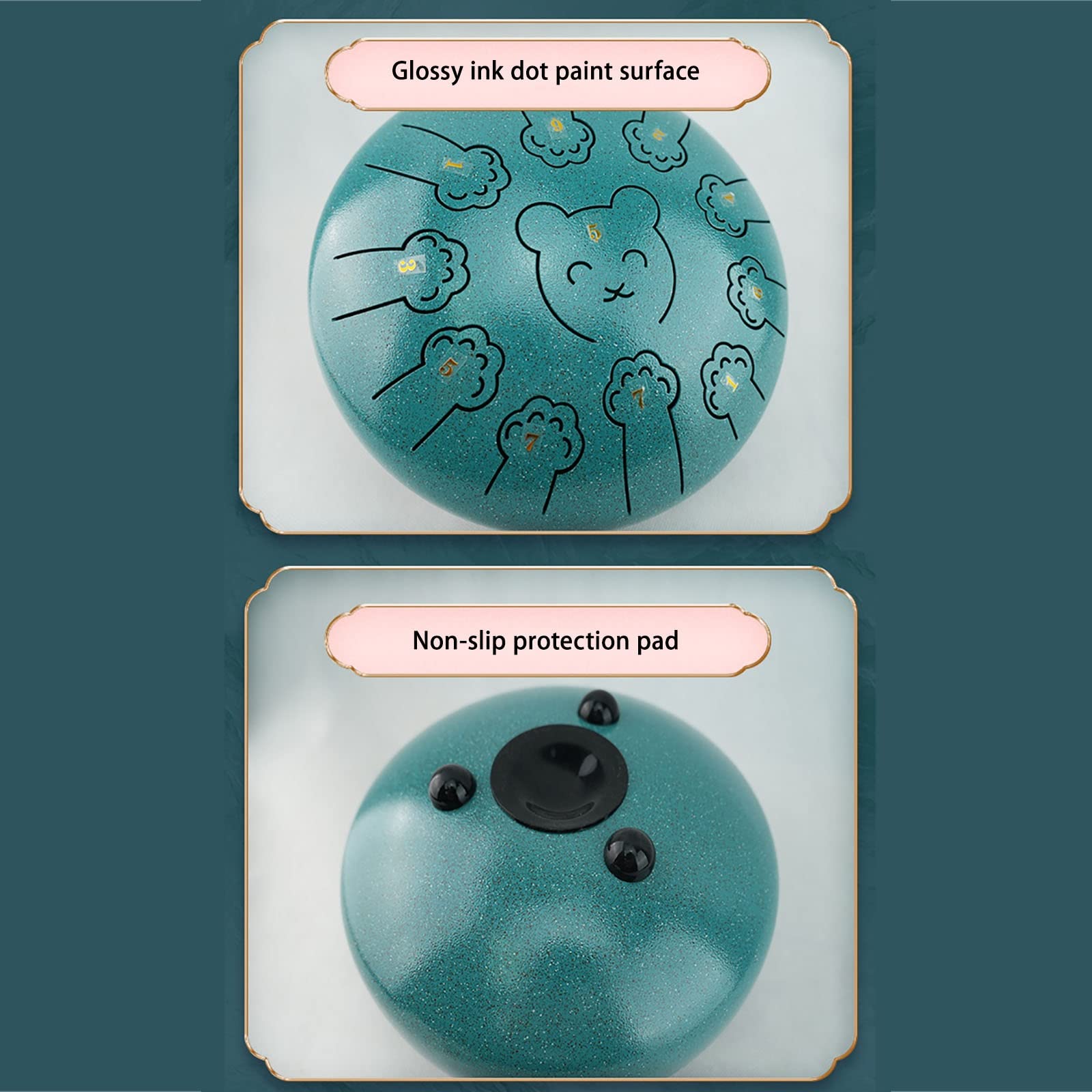 Tamburo for Pioggia 10 Pollici 11 Note Tongue Drum Strumento A Percussione for Educazione Musicale Tamburo A Mano Con Borsa, Bacchette, Palette for Dita(Blu)