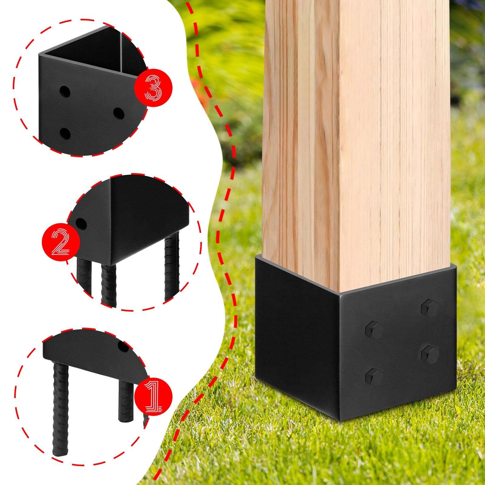 Fenteer Soporte de Anclaje de Metal para Base de Poste de Hormigón Húmedo para de Cenador de Madera Y Terraza