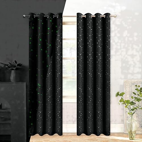 TMLTCOR Cortinas opacas para dormitorio, cortinas de dormitorio para sala de estar, cortinas opacas de 63 pulgadas de largo, cortinas que brillan en