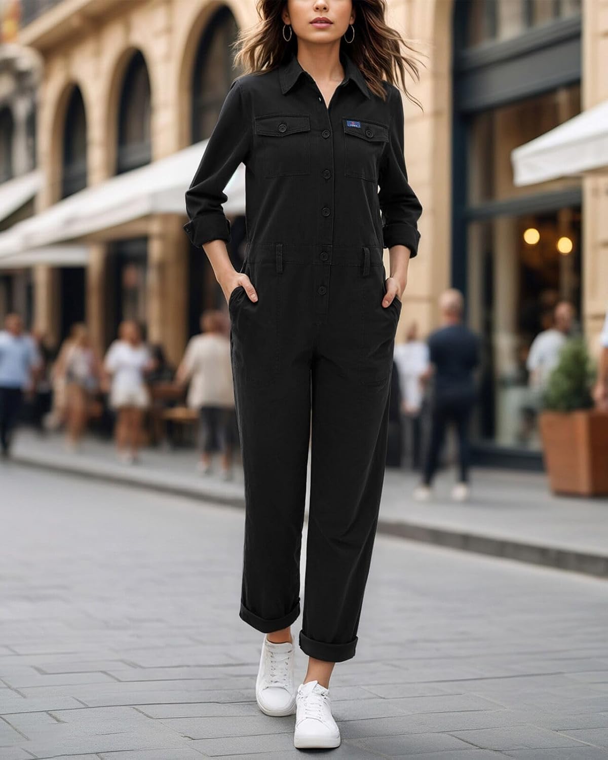 HISEA Casual Coveralls for Women, Women's Work Jumpsuit with Long Sleeve, Loose-Fit Overalls for Women with Pockets, Winter - Image 4