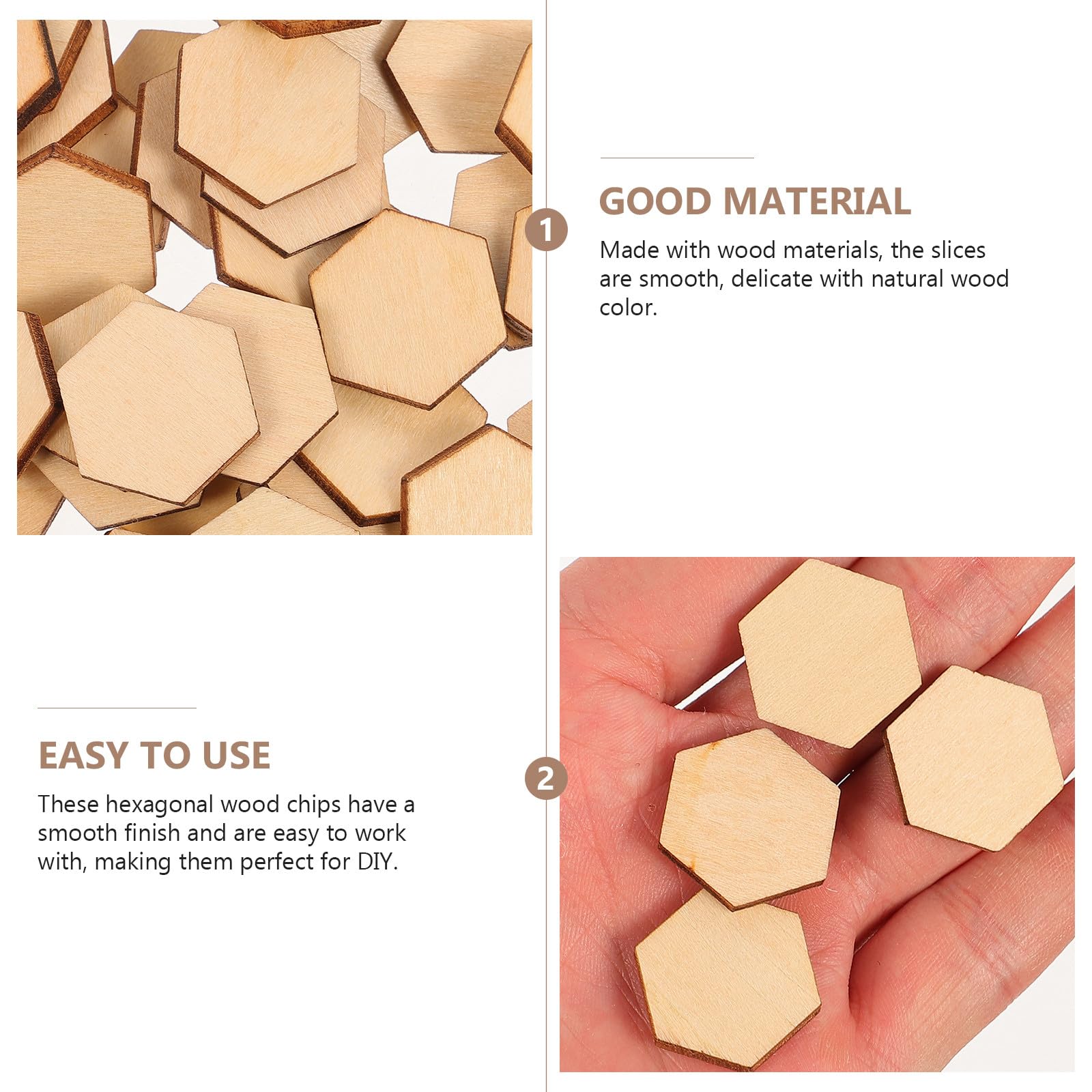 Madera Adornos Beige 100, Hexagonales, de 20mm