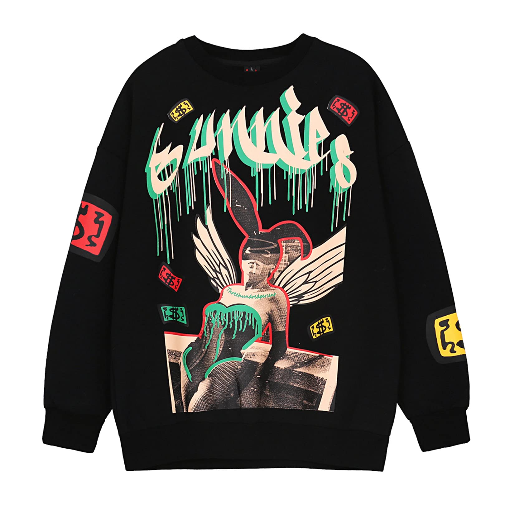 Sweat-shirt Lacrim Col Rond Homme/femme - Style Streetwear Hip-hop - Manches Longues Décontracté - Taille Petit