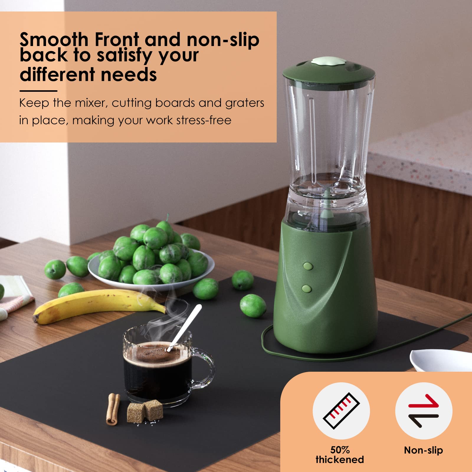 KitchenRaku Extra Large Silicone Mat for Kitchen Worktop Protector Nonstick Heat Resistant Countertop Mat, Nonskid Placemat - Image 4
