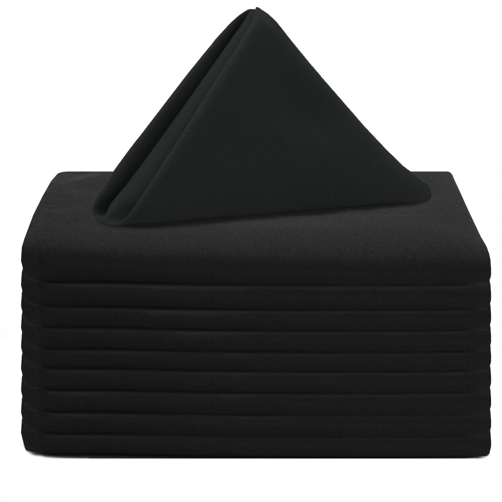Your Chair Covers Cloth Polyester Napkins, 20 x 20 Inch, Washable Dinner Fabric Linen Napkins with Hemmed Edges for Restaurant, Wedding and Holiday Pack of 10 (Black)