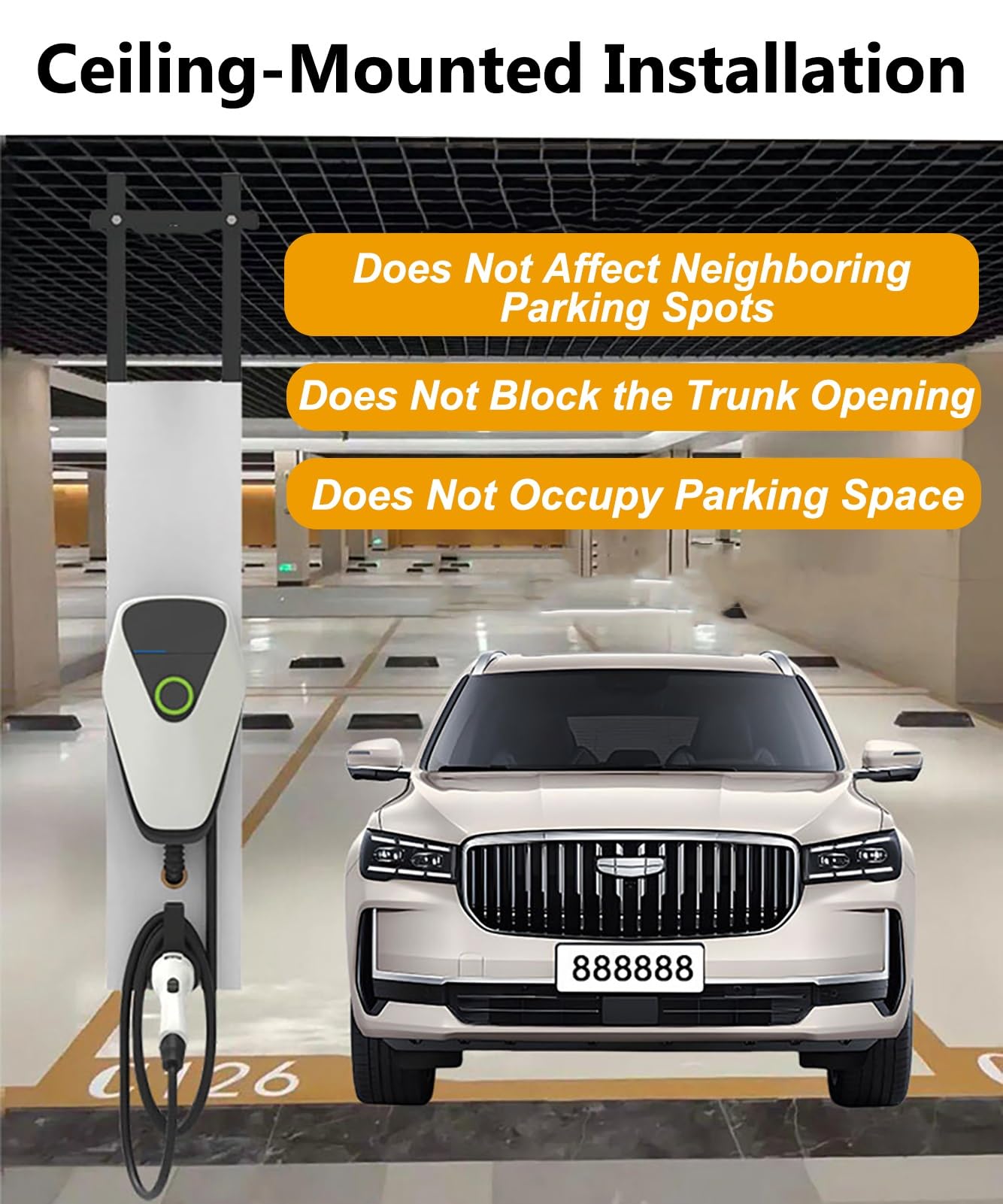 Ständer für EV-Ladestation Höhenverstellbarer Ständer für Elektroauto-Ladegeräte zur Top-Montage, Auto-Ladesäule mit Zubehör, Sockel für Elektroauto-Ladegeräteanschluss, Platzsparender Ladehalter(Whit