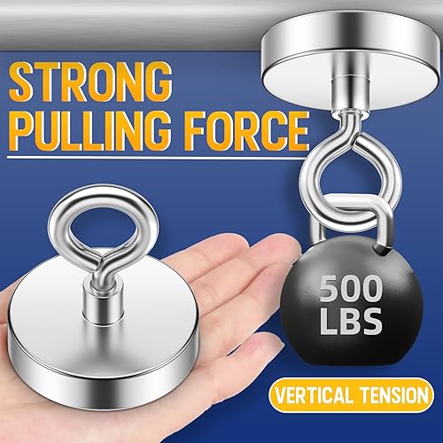 Miniatura 22 de Imanes de pesca de neodimio fuertes, 700 libras (698.9 lbs) de potencia de tracción, imanes de tierras raras, 2.95 pulgadas (2.953 in) de diámetro