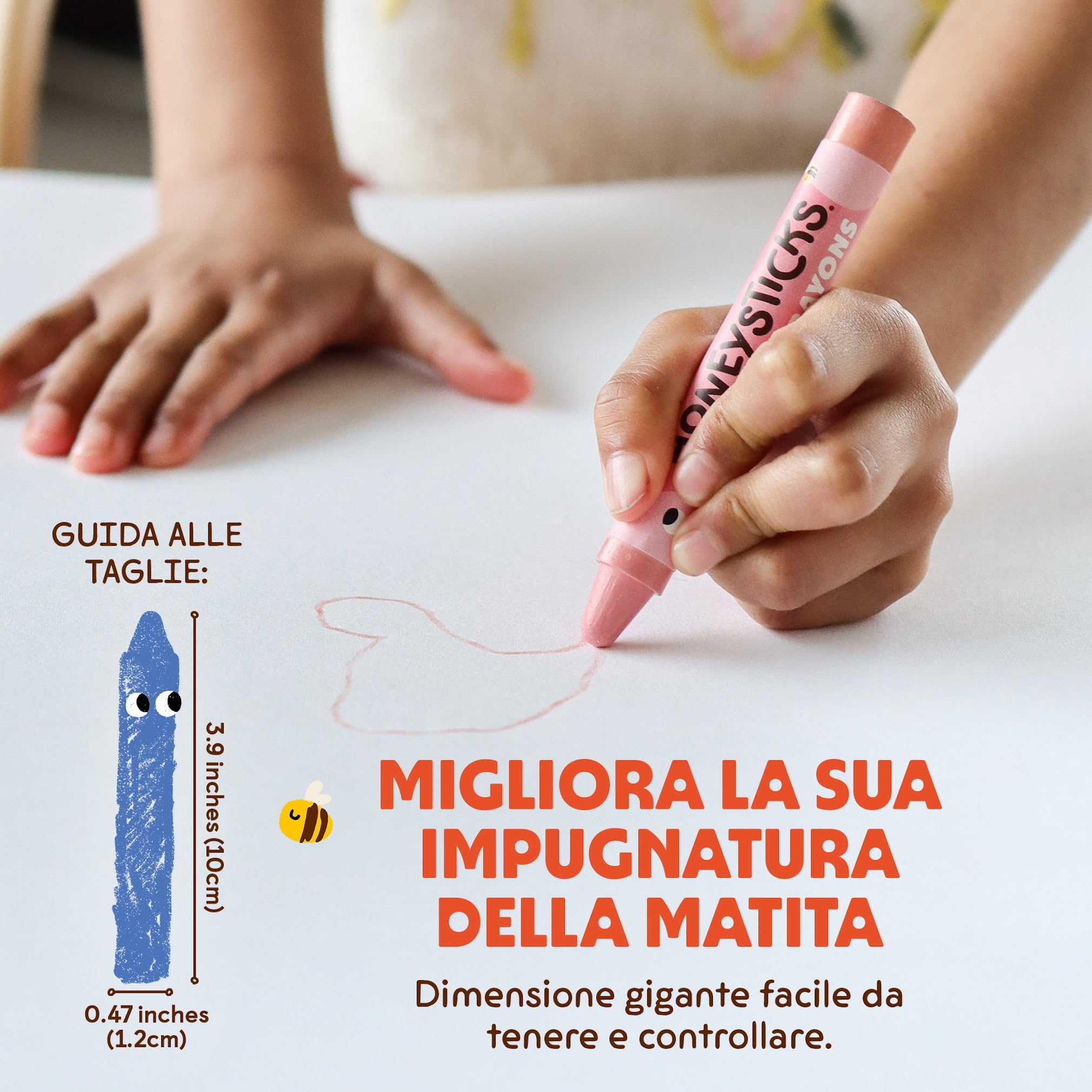 Honeysticks - Pastelli in 100% pura cera d’api (confezione da 8 pezzi, sottili). Naturali, atossici e sicuri per bambini di ogni età. Fatti a mano in Nuova Zelanda.