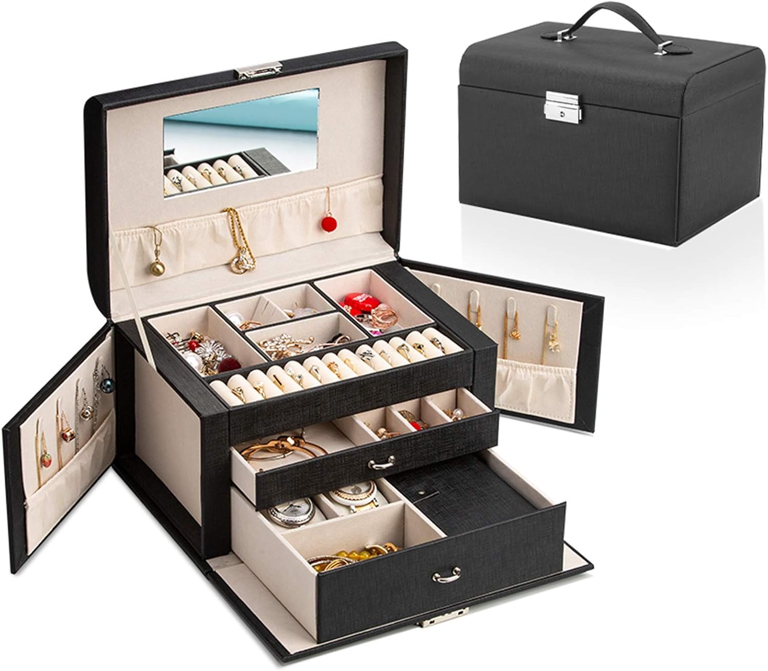 Jewelry Box Jewelry Box Faux Leather Jewelry Organizer for Ring Ne