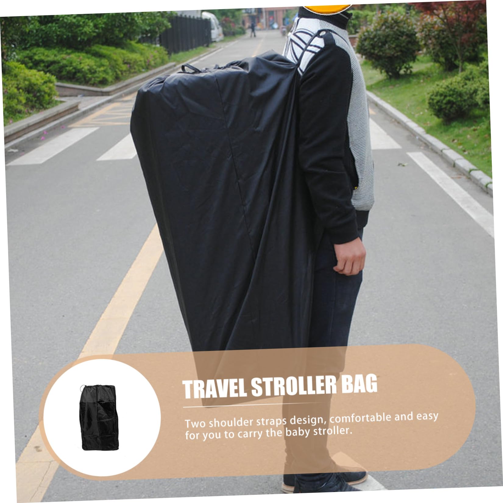 Gatuida Sacca Passeggino da Viaggio per Aereo, Borsa in Nylon Nero | Cinghie Doppie, Chiusura a Coulisse Blocco, Cuciture Rinforzate per Uso in Viaggio