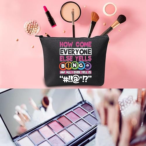 Miniatura 3 de WCGXKO Bolsa de regalo divertida para jugadores de bingo, bolsa de maquillaje con cremallera para amantes de los juegos de bingo de la suerte, Cómo