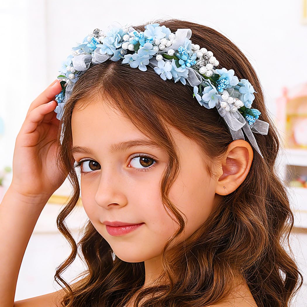 Campsis Blue Flower Headband, Floral Headpiece for Girls - Image 7