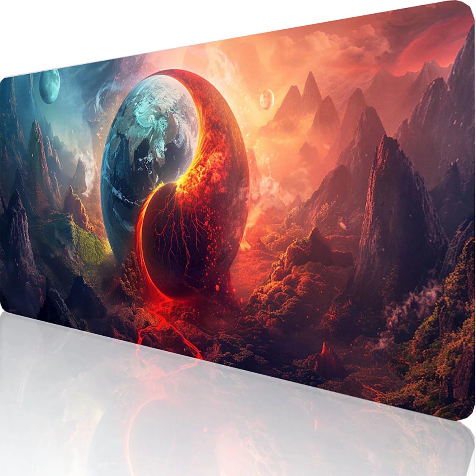 Niebieska podkładka pod mysz górską XXL 1400 x 600 x 3 mm podkładka pod mysz do gier akcesoria biurowe, zmywalna, antypoślizgowa guma, wysoka precyzja i prędkość, pod biurko ręczne dla gracza 0-L-Q