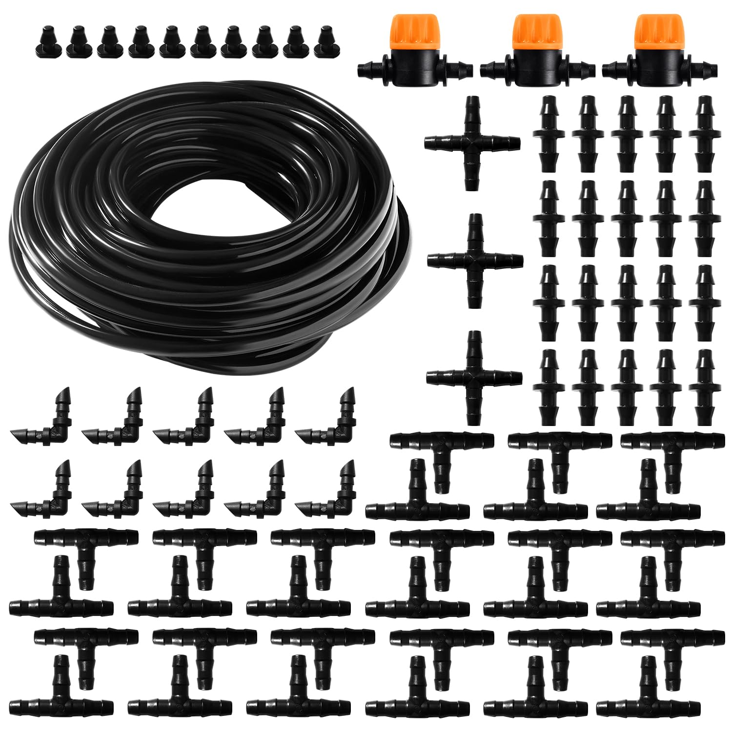VooGenzek 77 PCS 4/6 mm Irrigation System Kit, 15m Irrigation Hose, DIY Auto Drip Irrigation Kit