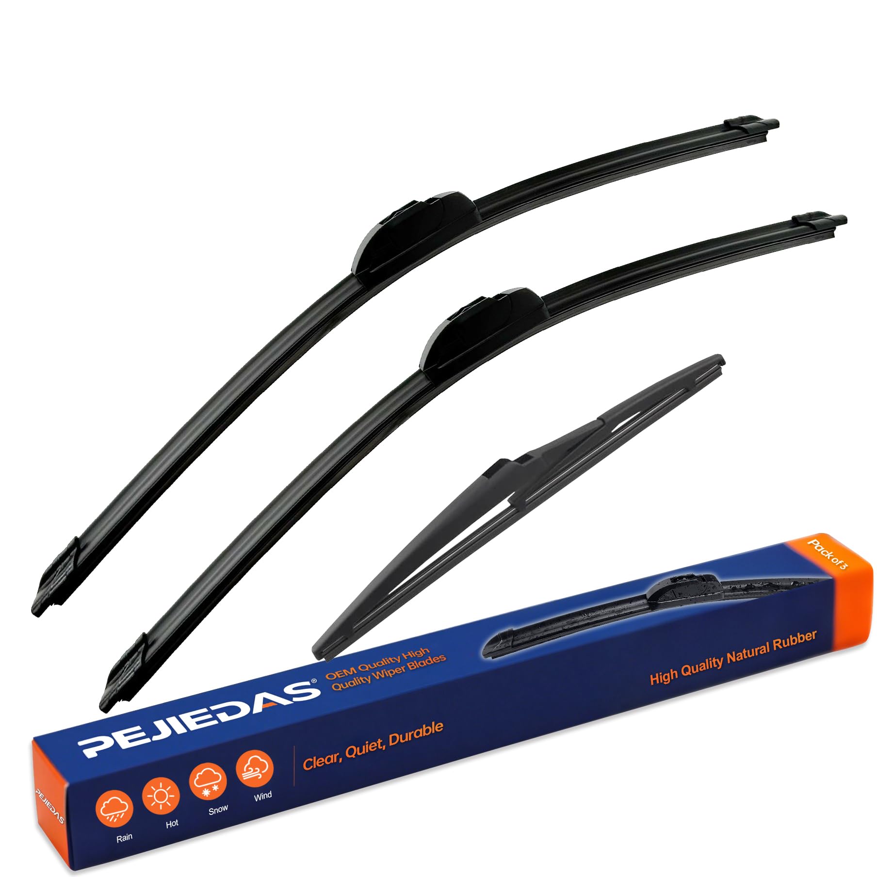 3 Replacement Wiper Blades For Mini Cooper F55 F56 2014-2022/ Mini Cooper R50 R53 2001-2006 19" + 18" + 10" Front and Rear Wiper Blades (Pack of 3)