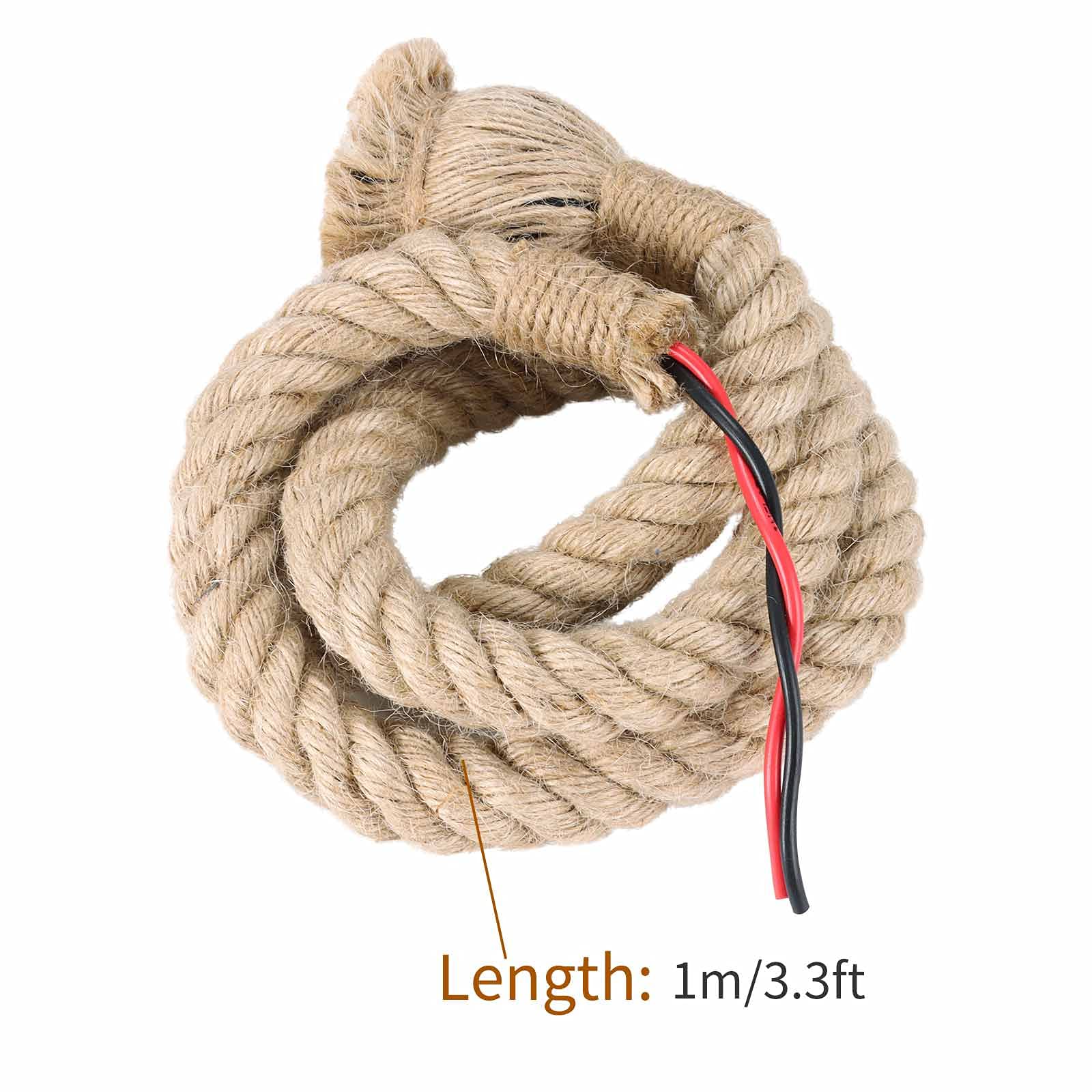 Weskjer E27 Lampada a sospensione con cavo di base, Konesky Vintage Canapa a fune a testa singola Lampade a sospensione Corda 3.3ft / 1M