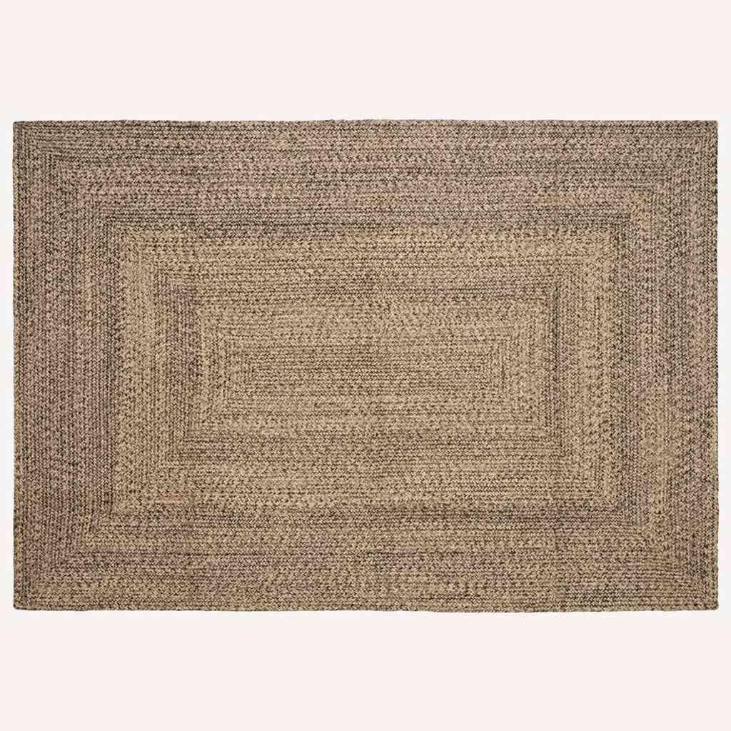 Brązowy dywan obszarowy 160 x 230 cm z juty, tkany, prostokątny, nowoczesny, do salonu, sypialni, korytarza, łatwy w pielęgnacji
