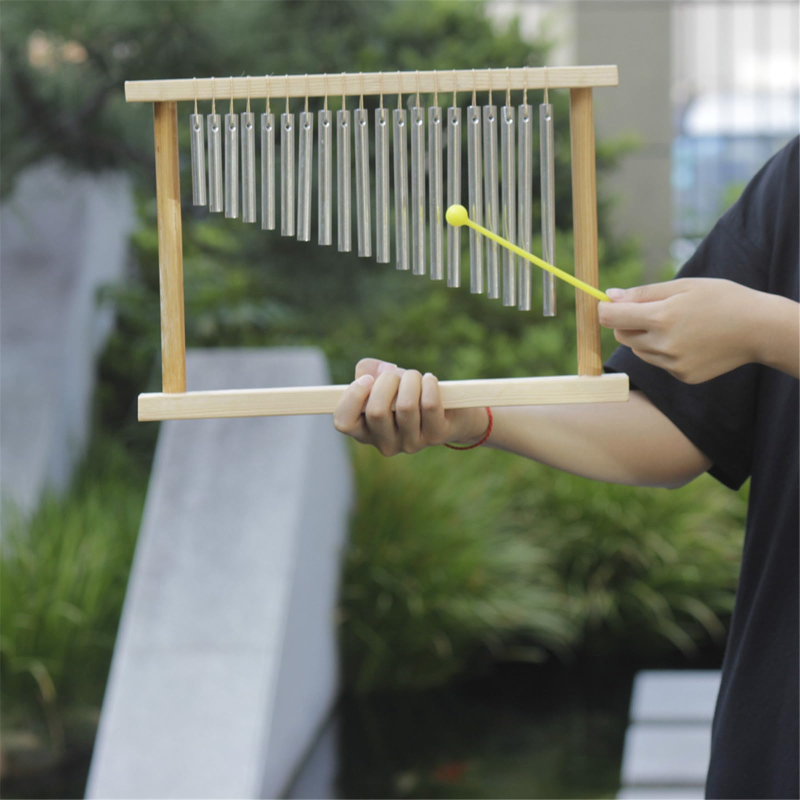 Musikalischer Glockenspieltisch, praktisches Windspiel, Aluminium und Holzstruktur, geeignet für Studio und Live Auftritte, Windspiele aus Aluminiumlegierung, Percussion