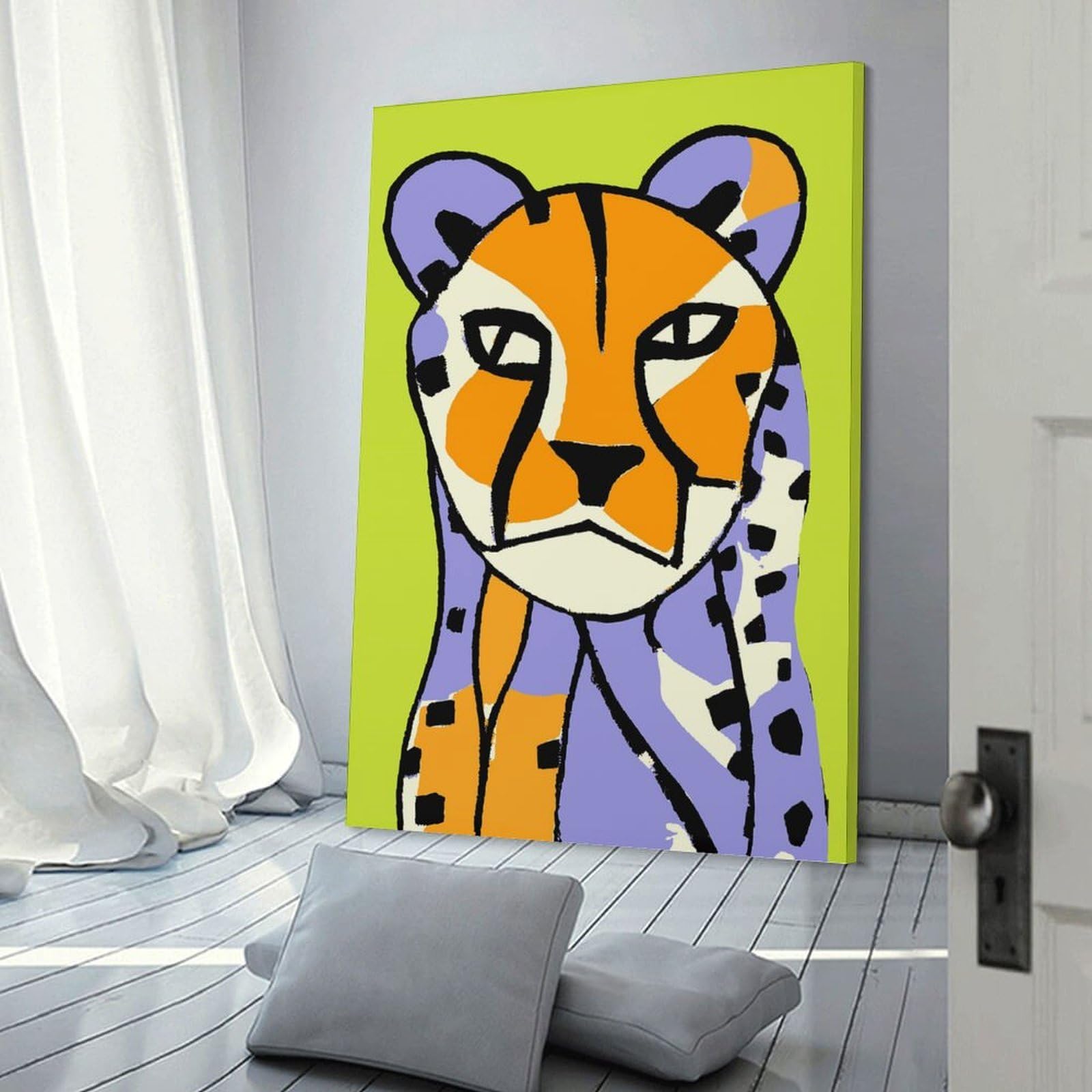 Junmoney Funny Jungle Cheetah Canvas Wall Picture 24x36inch(60x90cm), for Picture Wall Styling in Lounge Or Bedroom, Decorative Artwork with Flexible Styling