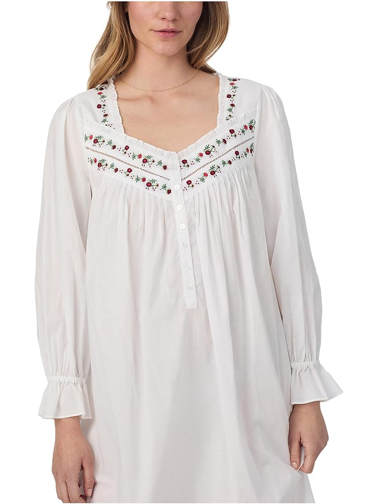 White Eileen West Cotton Lawn 50" Ballet Long Sleeve Nightgown