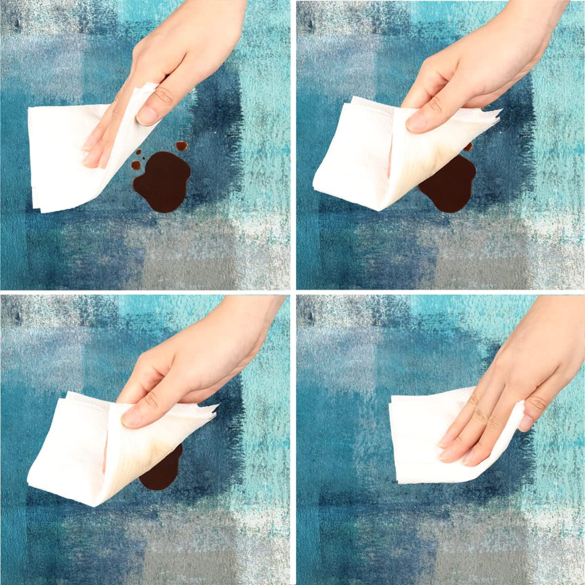 Pardick Turquoise Teal Round Fitted Tablecloth Circle Table Cover with Elastic Waterproof Wipeable Polyester Table Cloths for Outdoor Kitchen Picnic Party Dining Decor Fit for 45"-50" Tables