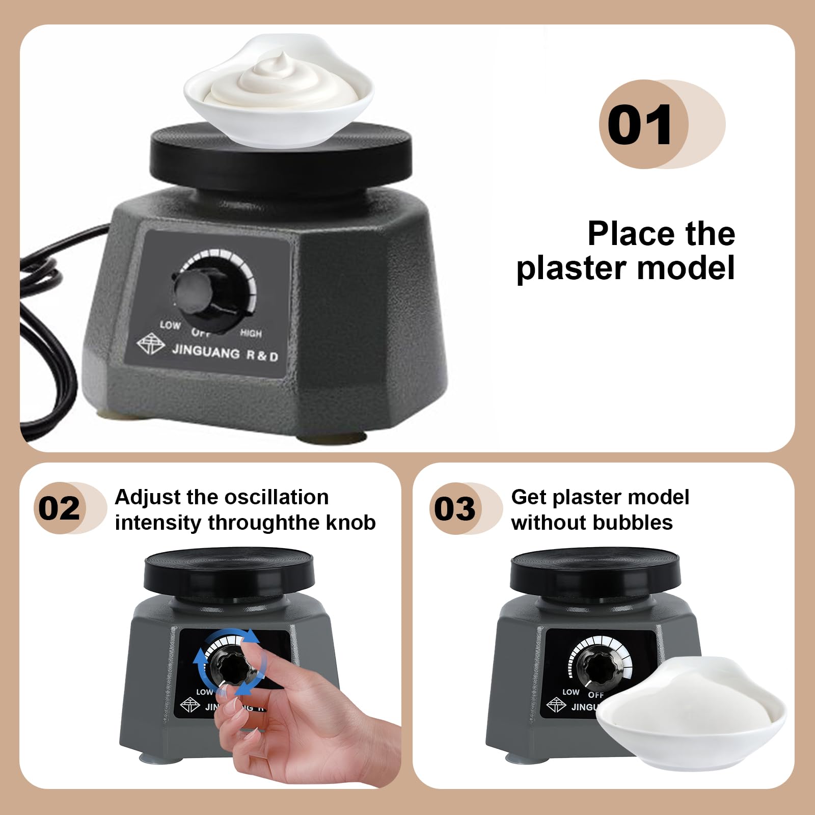 Piastra vibrante in gesso,4 "Dental Oscillatore,220V 100W piastra vibrante elettrica,velocità regolabile rotonda oscillatore,vibratore dentale per miscelare intonaco,modello in ghisa
