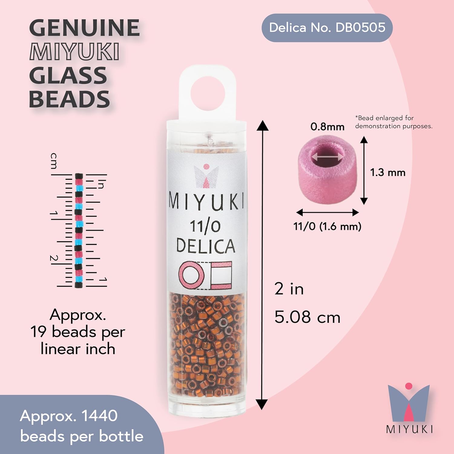 Miyuki Delica Seed Beads – Size 11/0 (1.6 mm), DB0505, Deep Yellow Gold, 7.2 g, Approx. 1440 Beads, Made in Japan - Image 3