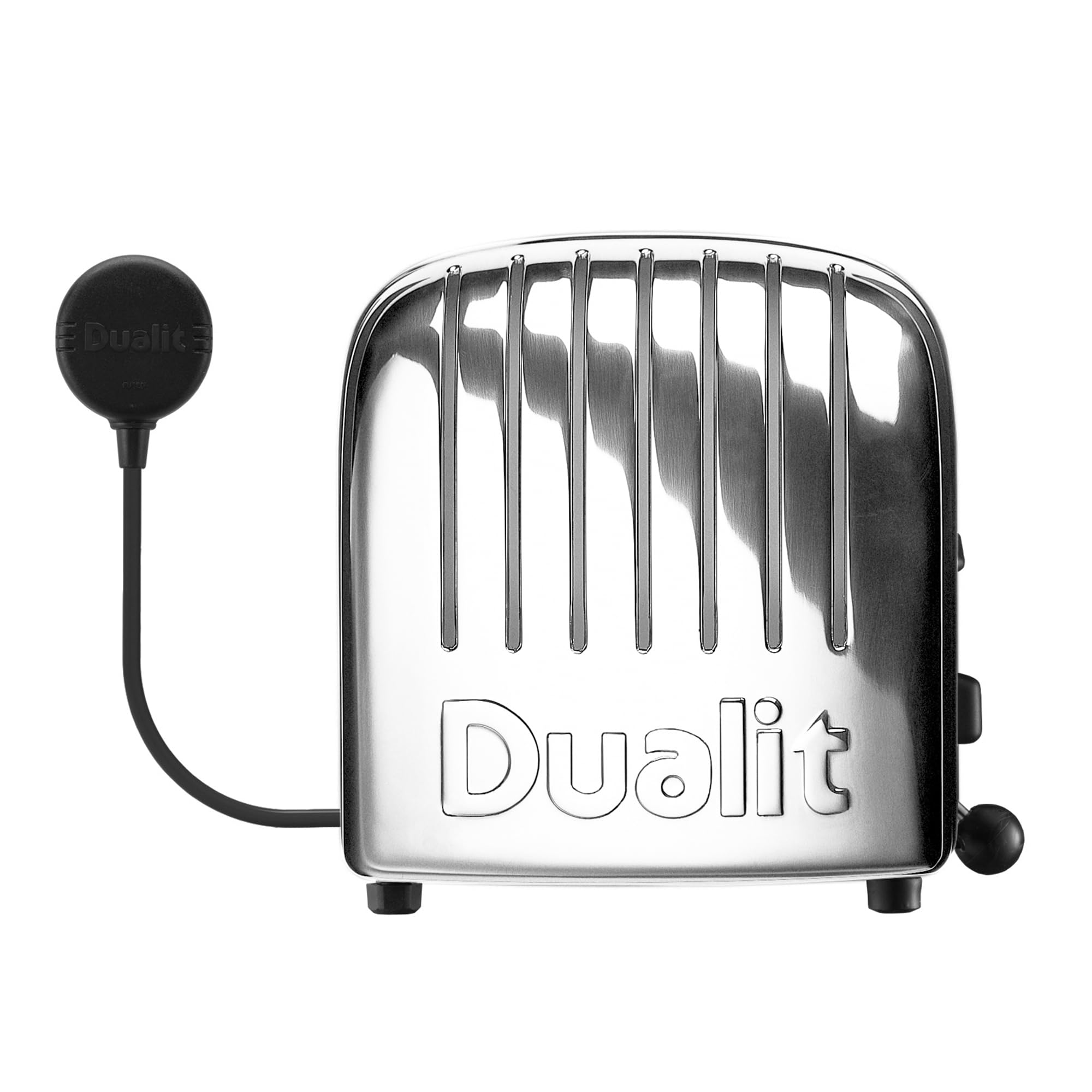 Dualit Classic Tostadora de Pan 2 Rebanadas - Acabado Pulido, Ensamblado a Mano en el Reino Unido | Diseño retro, temporizador mecánico, palanca manual, eficiencia energética, reparable, dimensiones compactas 21 × 26 × 22 cm
