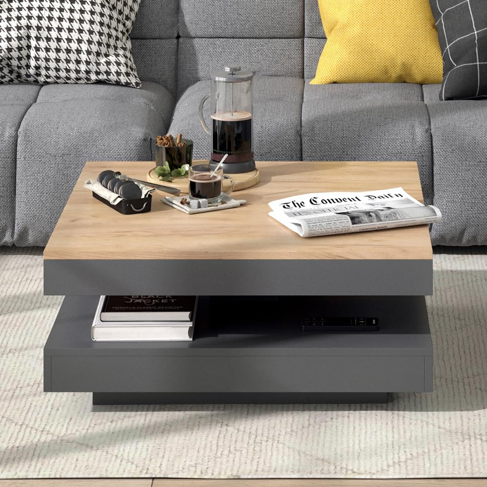 Vicco Tavolino da caffè Elias, Antracite, 70 x 70 cm | per l'utilizzo come superficie d'appoggio e per una suddivisione flessibile degli spazi