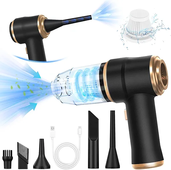 BELIBUY Mini Car Vacuum Portable Cordless Handheld Vacuum Cleaner and Air Duster 2 in 1 with Multi-Nozzles for Car, Computer, Sofa, Office, Pet, Home