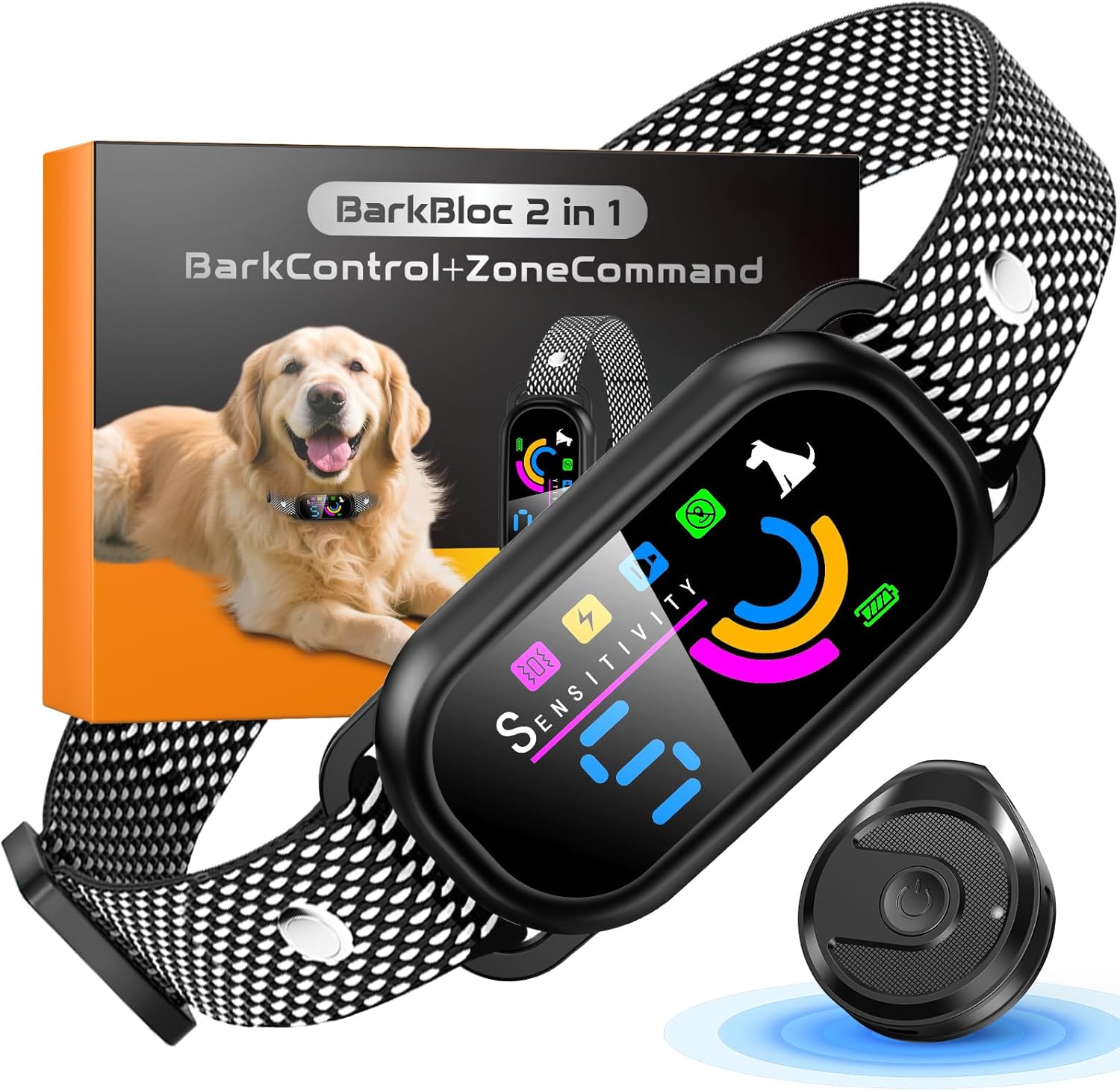 Dog Bark Collar for Small Medium Large Dogs – Rechargeable Anti-Bark Training Collar with Beep & Vibration, Plus Indoor No-Go Zone to Block Trash or Furniture,5 Sensitivity Levels