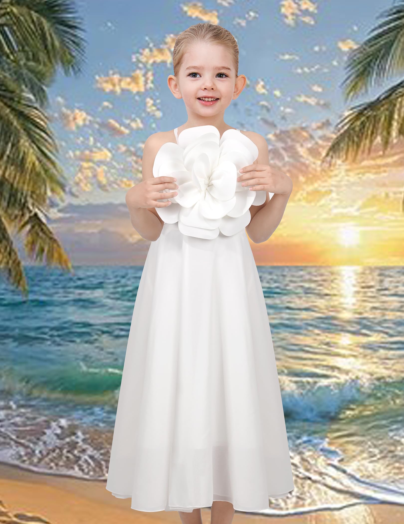Sunny Fashion Vestito Bambina Fiore Criss Cross Formale Nozze Evento Comunione Pageant 7-14 Anni