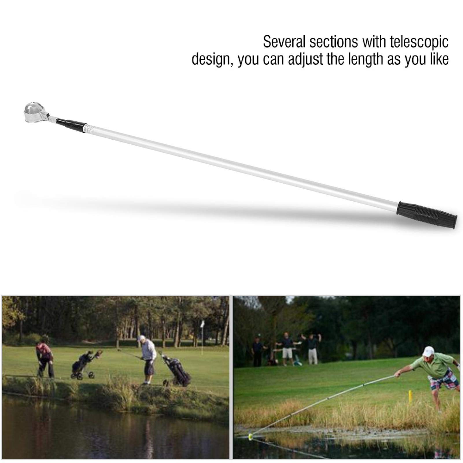 Recuperador de Pelotas de Golf, Aleación de Aluminio Recogedor de Pelotas de Golf con Garra Recuperador de Agarre de Pelotas, Receptor telescópico