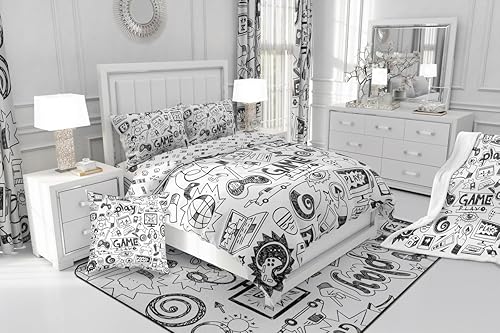 Vista 85 de Juego de ropa de cama de tractor tamaño matrimonial, juego de edredón de camión de equipo, edredón de plumón de excavadora de construcción, juego