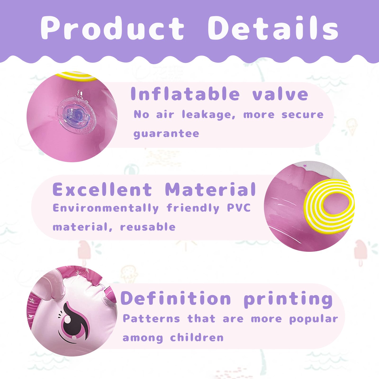 Anillo de Natación Unicornio, Yanghad Anillo de Natación Inflable, Asient, Flotador Rueda Coche, Verano, Playa, Fiesta de Natación (Rosa)