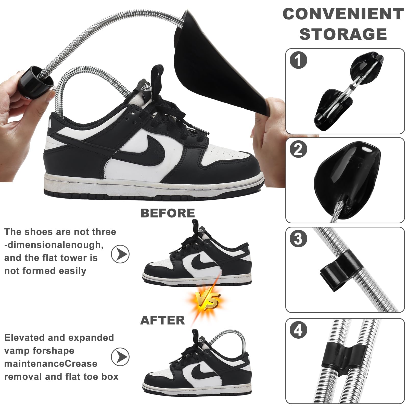 UCAMP Juego de 8 Pares Hormas de Plástico para Hombre, Justable Longitud, Talla 38-47, Negro
