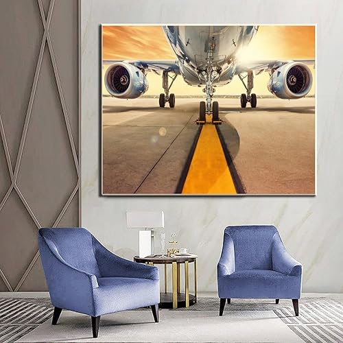 Miniatura 4 de Arte de pared con turbina de avión, pasarela, póster de fotos de aviación, arte de pared de viaje, pintura en lienzo colorida para dormitorio, sala