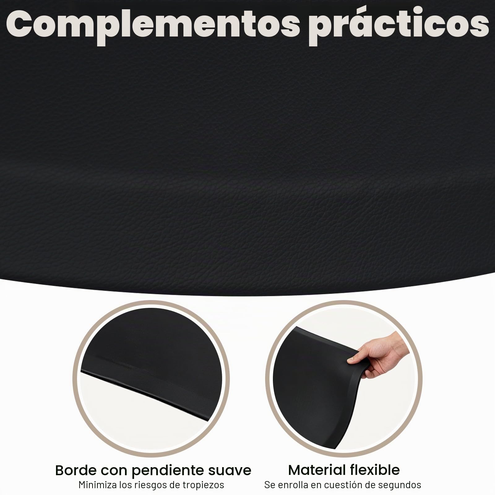 Alfombra antifatiga para salón de peluquería, alfombra con absorción de golpes, 3 x 5 pies para peluquería y sillas de salón (negro - semicircular)
