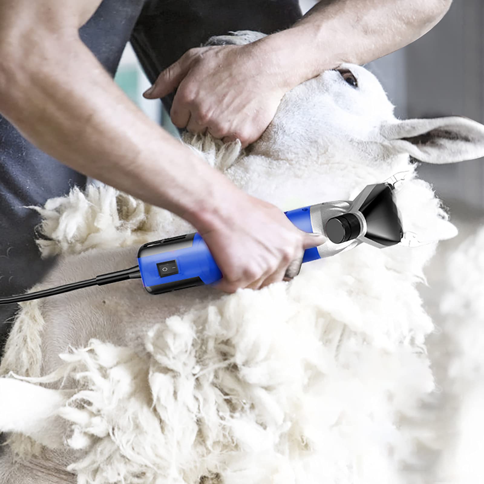 Vinteky Tosaerba elettrico da 780 W Trimmer elettrico professionale per lana tosatrice animale elettrico professionale a basse vibrazioni a 6 velocità regolabile risparmio di lavoro (blu)
