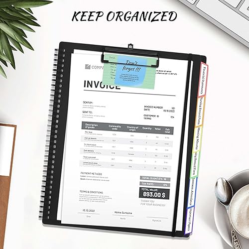 Miniatura 4 de Portapapeles de plástico con 2 blocs legales para tamaño carta (11 x 8.5 pulgadas), 6 divisores de color extra con 12 bolsillos, portapapeles de