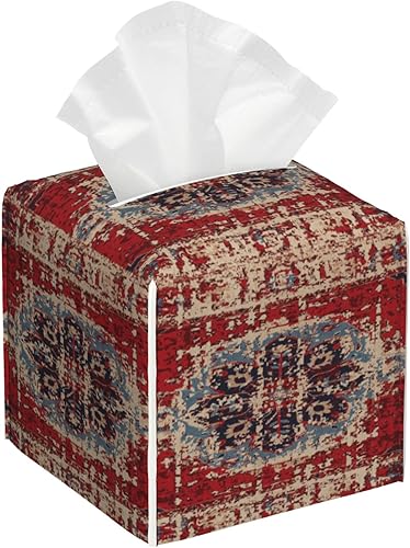 Miniatura 10 de Cubierta de caja de pañuelos cuadrada, soporte de caja de pañuelos de cuero con hierbas y flores silvestres, organizador decorativo para baño,