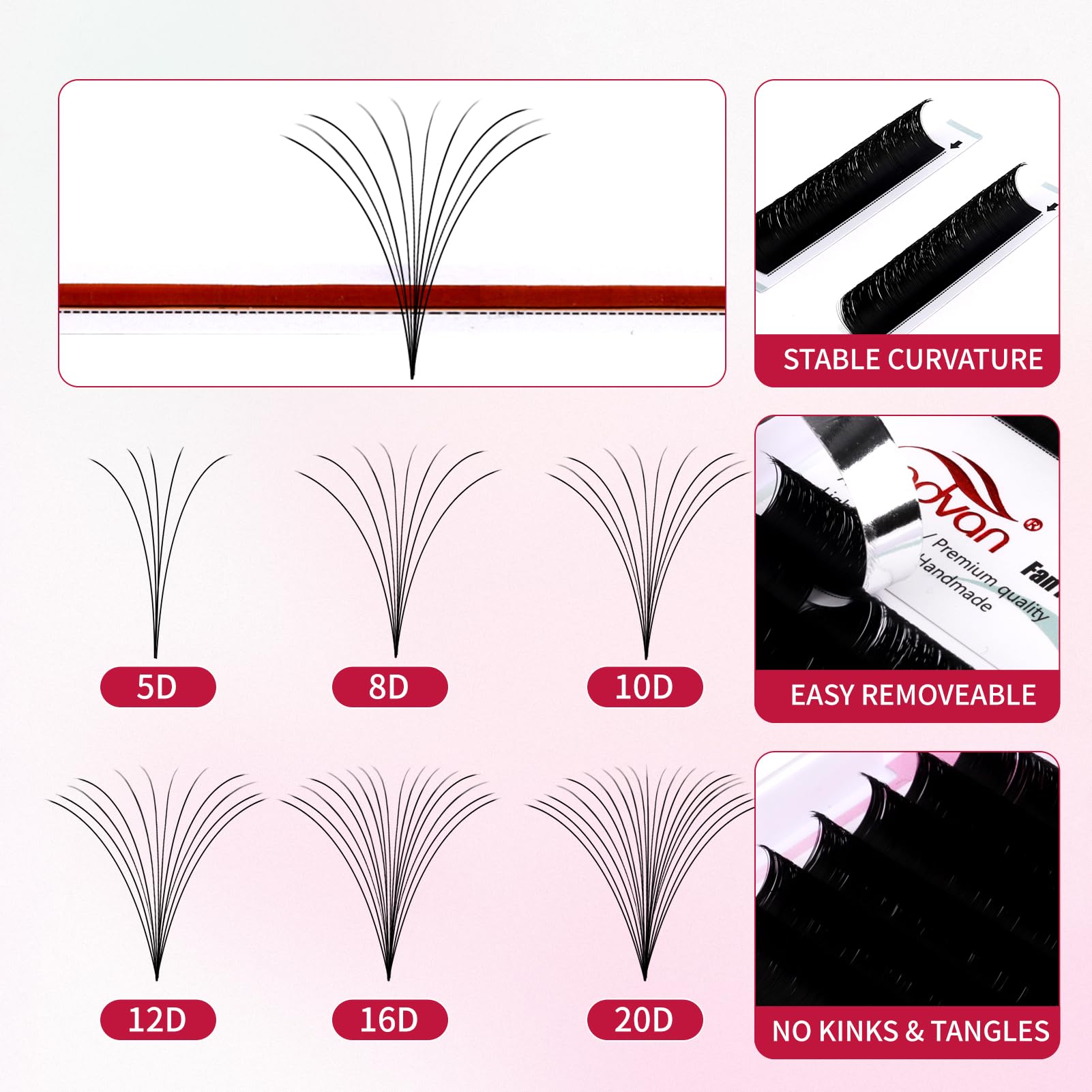 Extension Ciglia Easy Fan 0.05mm C Curl 8-14mm Misto 2D~20D Estensioni Ciglia Ciuffetti Volume Russo Seta Professionale FADVAN(0.05C, mix8-14mm)