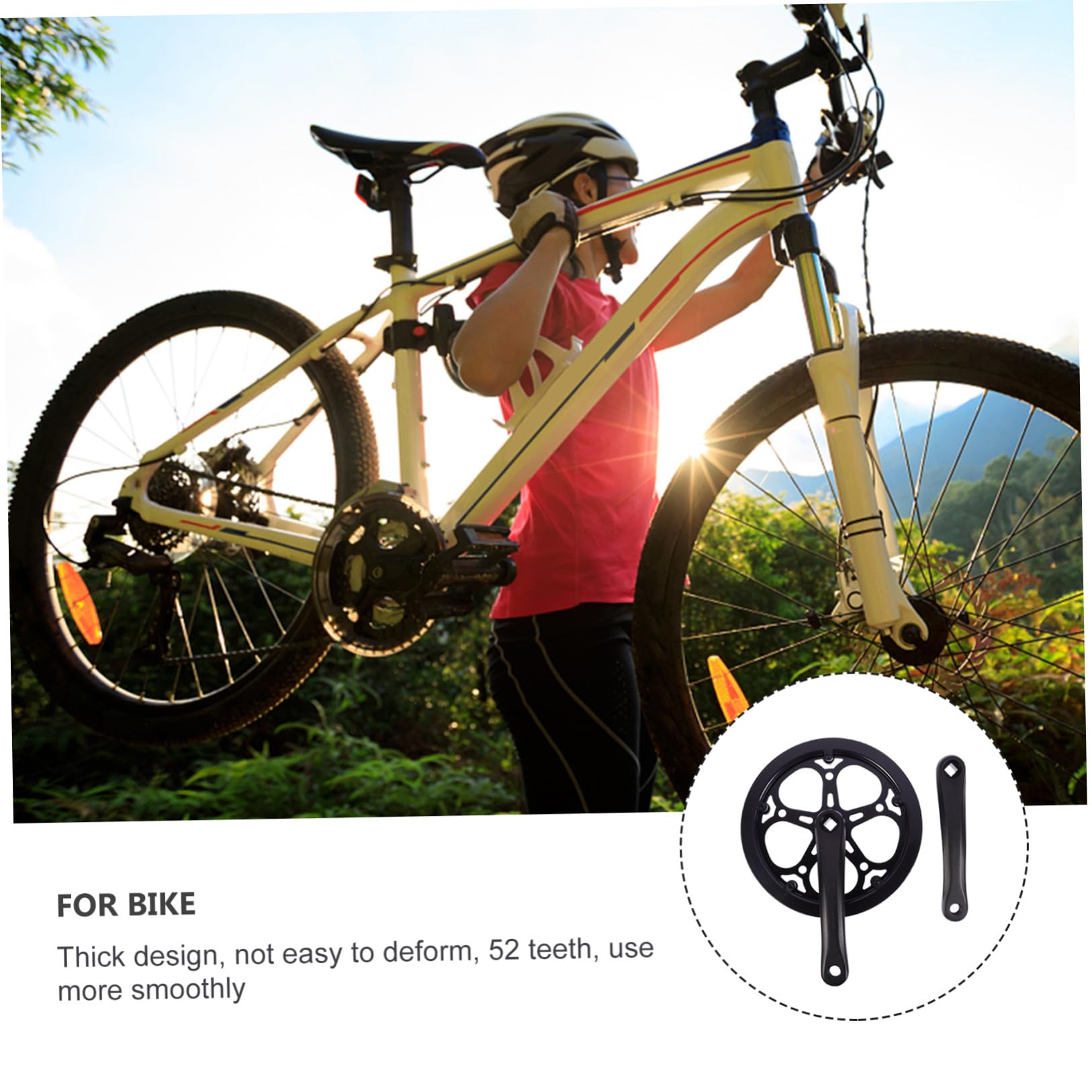 Guarnitura per Mountain Bike e Bici da Pista, Manovella Cava Rimovibile 170 MM Corona Singola da 52 Denti in Metallo, Accessori di Ricambio per Ciclismo Bullone Catena