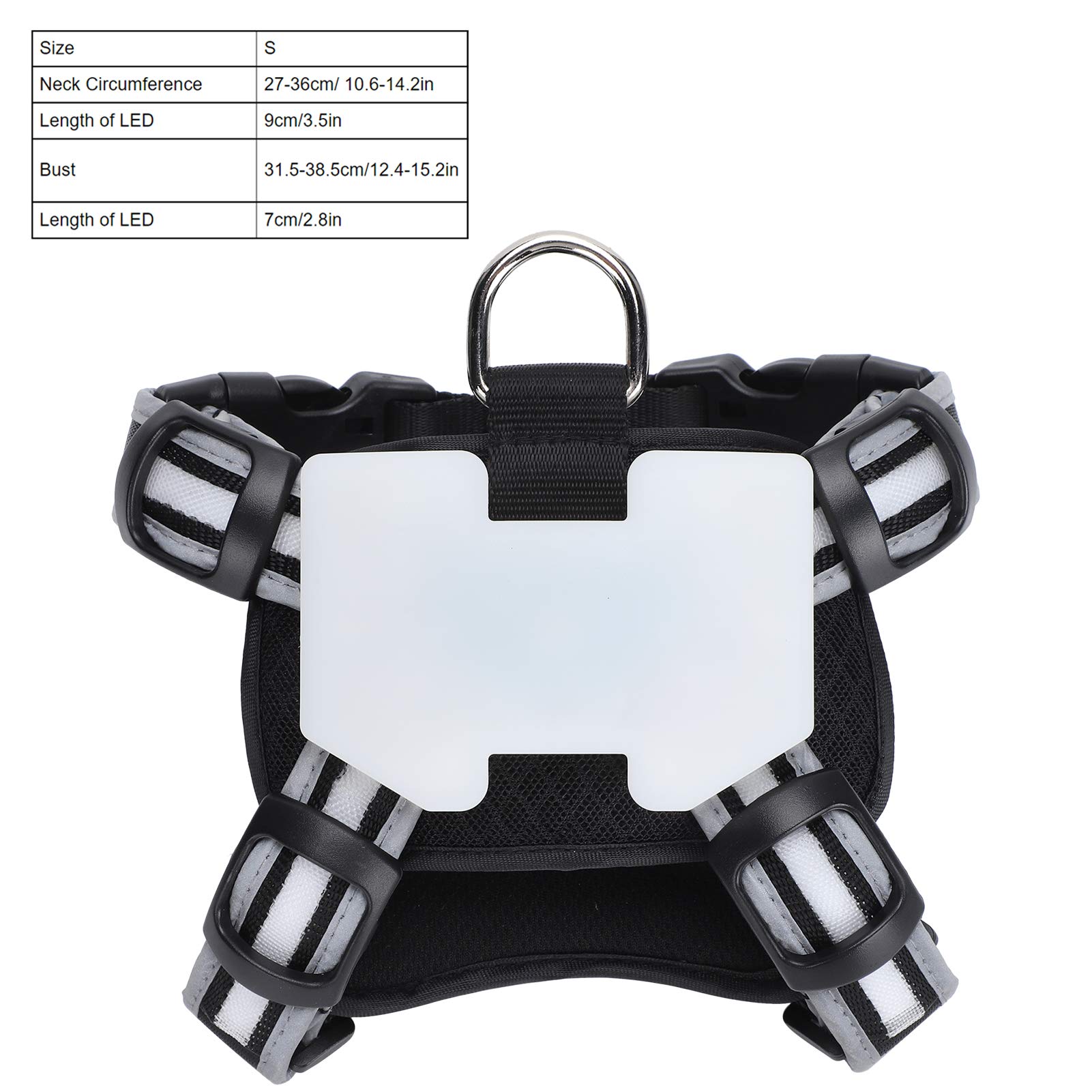 Arnés de Perro Vomekolight, arnés de Perro LED, Correa para el Pecho de Carga USB con Tira Reflectante Ajustable para la Seguridad Nocturna (S)