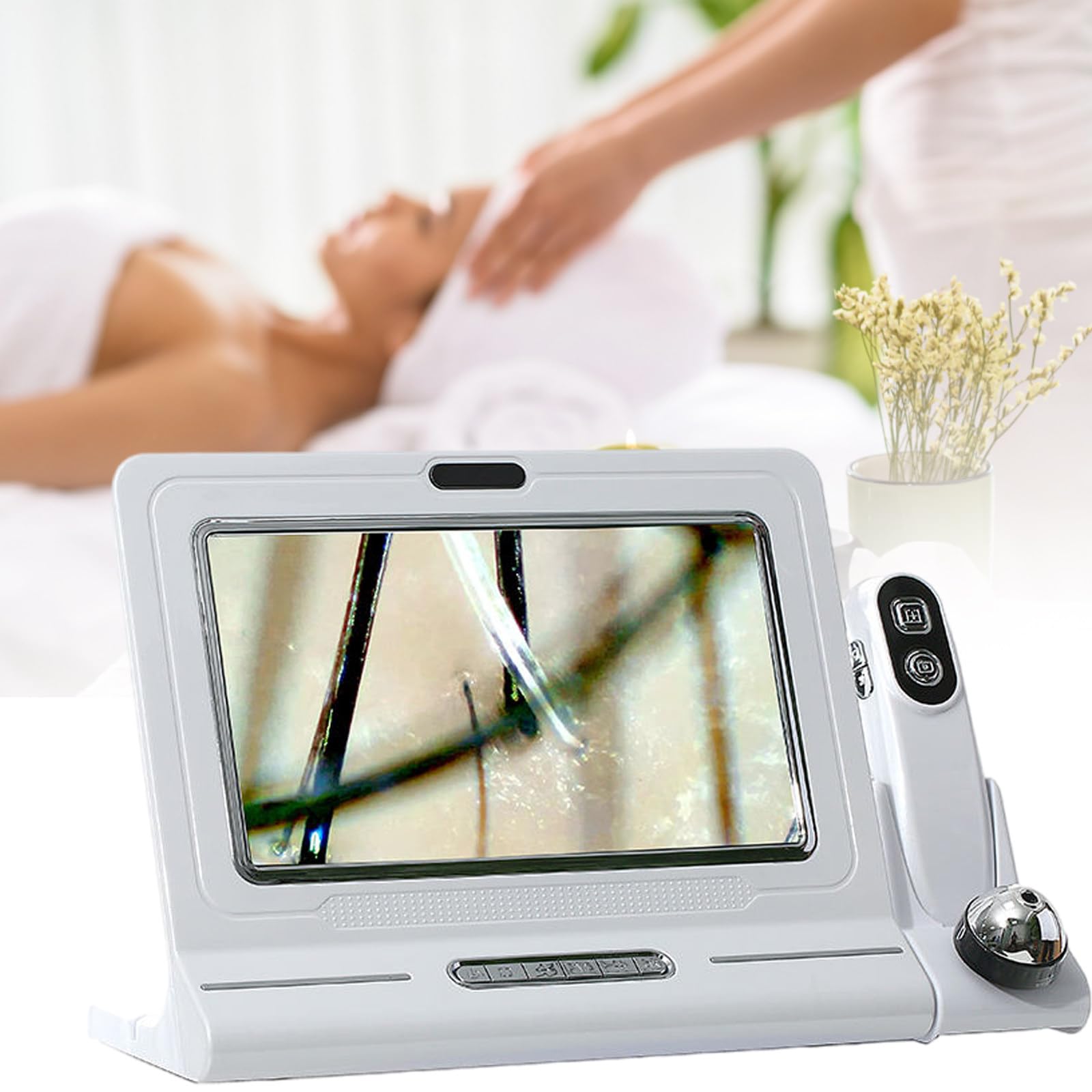 Roboraty Skin Diagnosis Hair Analyzer 50X 200X Skin Hair Scalp Hair Follicle Detector Analyzers Microscope Skin Care Tool for Home Beauty Salon Spa