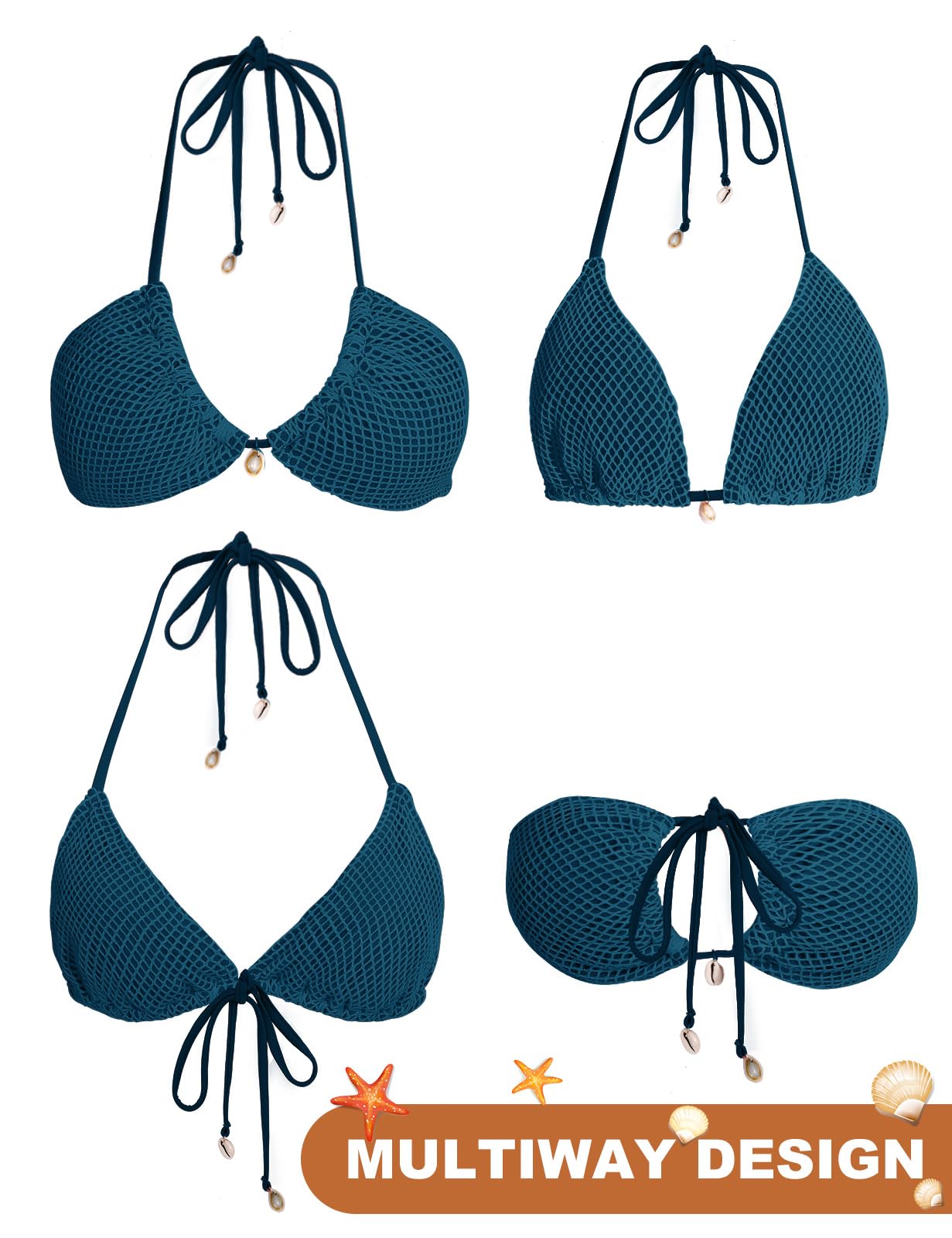 Vancavoo Triángulo Bikinis Mujer Brasileño Sexy Traje de Baño de Dos Piezas Push Up Ajustable Swimwear