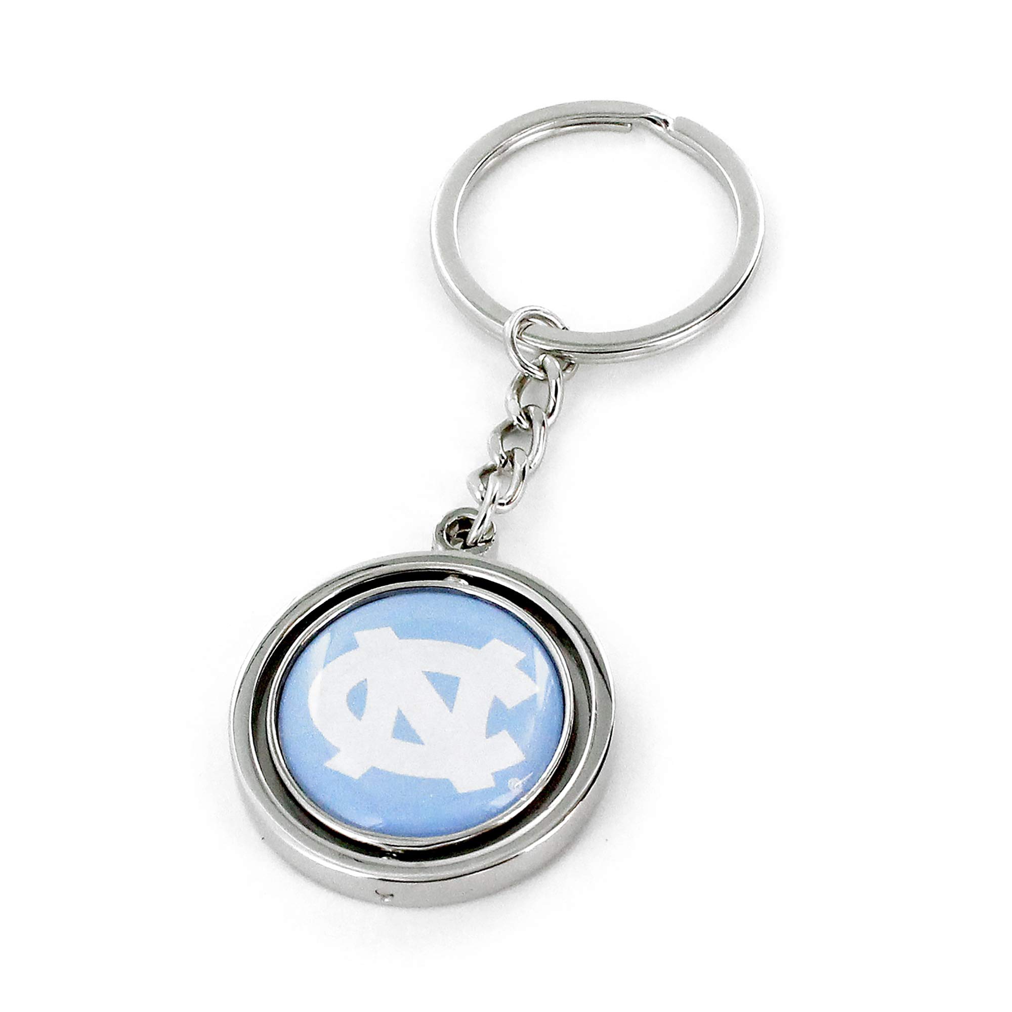 aminco NCAA North Carolina Tar Heels Silver Spinning Logo Keychain