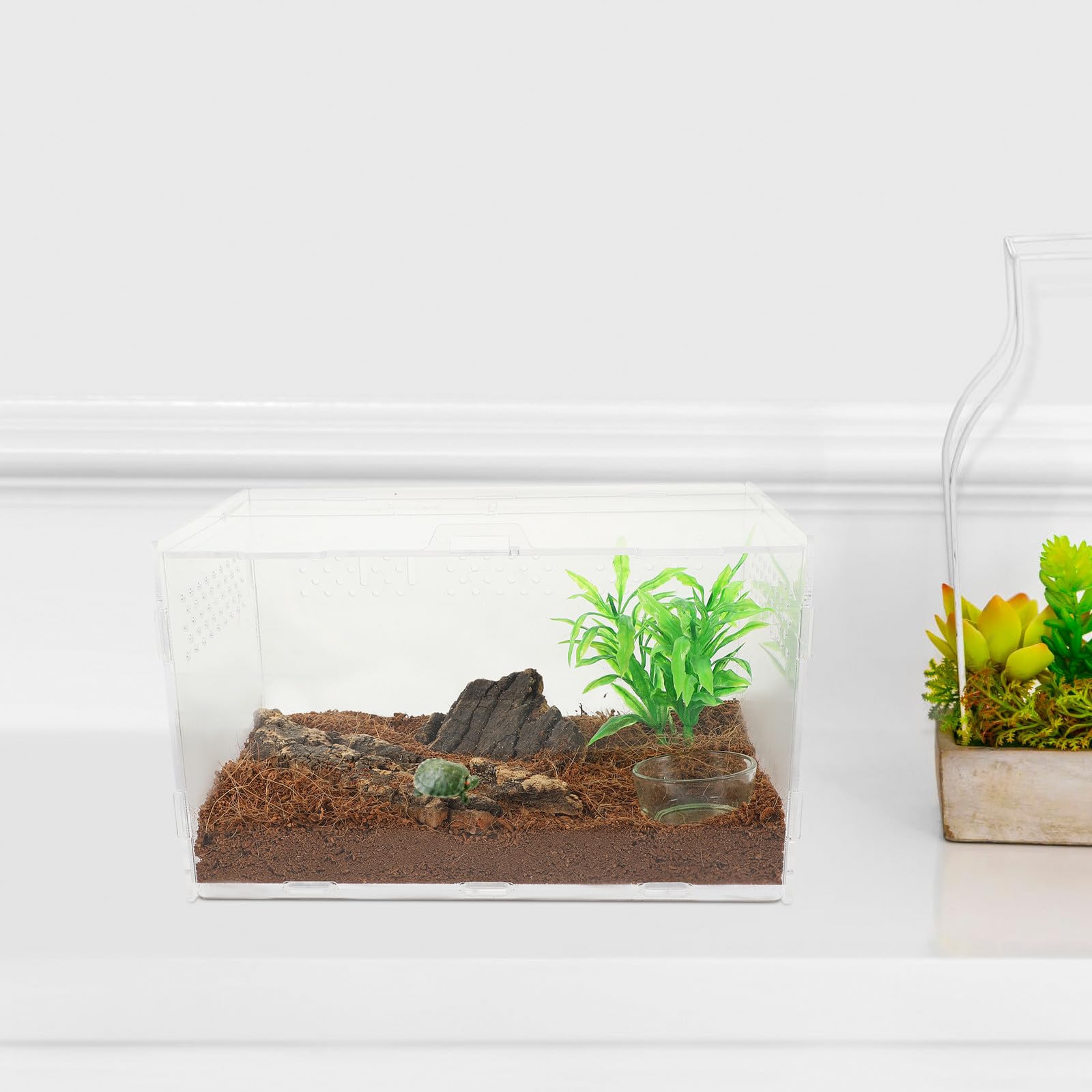 Gatuida Terrario Adeguata Circolazione d'Aria per Acrilico Rettili in Acrilico e Resistente agli Urti per Gechi e Serpenti
