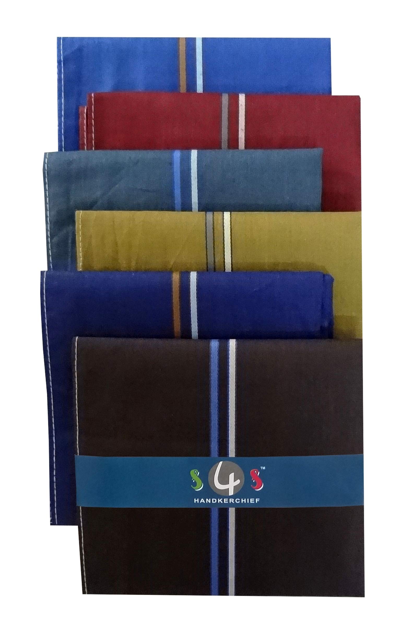 s4s Men's 100% Cotton Dark Colored Handkerchiefs (Dark Color Assorted_42CM X 42CM)-picture-30